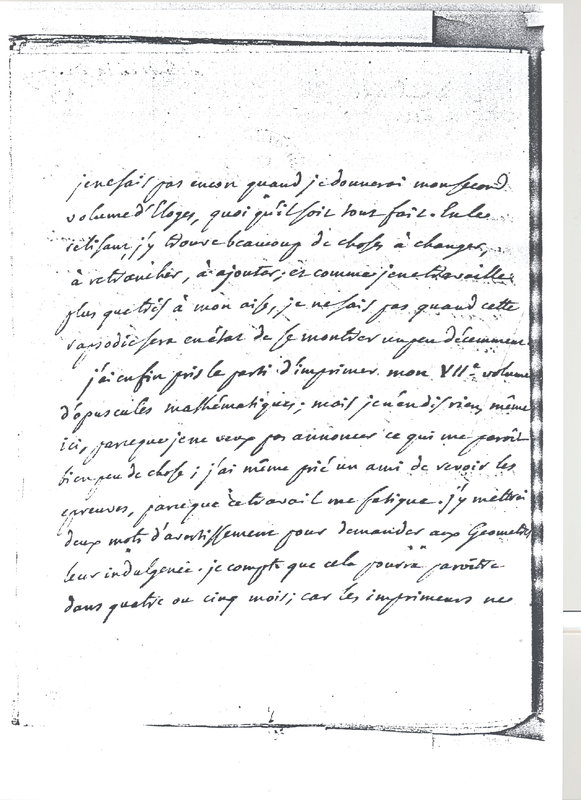 Lettre de D'Alembert à Lagrange, 10 septembre 1779 Lettre de D'Alembert à Lagrange, 10 septembre 1779
