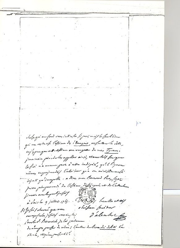 Lettre de D'Alembert à Frisi, 9 juillet 1765 Lettre de D'Alembert à Frisi, 9 juillet 1765