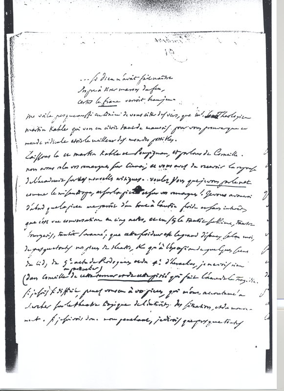 Lettre de D'Alembert à Voltaire, 10 octobre 1761 Lettre de D'Alembert à Voltaire, 10 octobre 1761