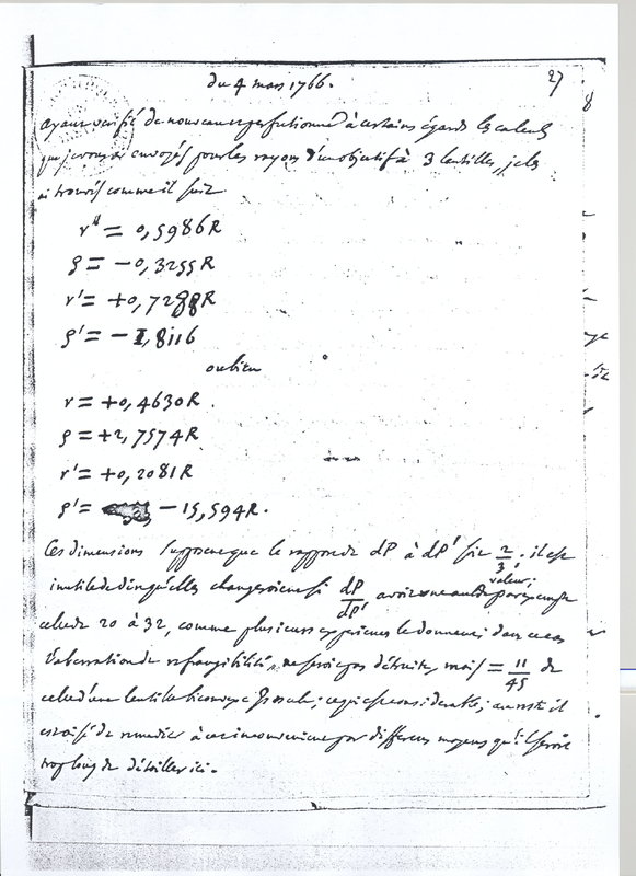 Lettre de D'Alembert à Lagrange, 4 mars 1766 Lettre de D'Alembert à Lagrange, 4 mars 1766