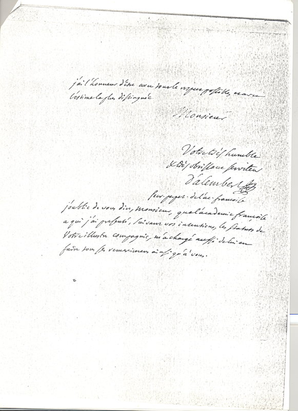 Lettre de D'Alembert à Bowdoin James, 11 décembre 1781 Lettre de D'Alembert à Bowdoin James, 11 décembre 1781