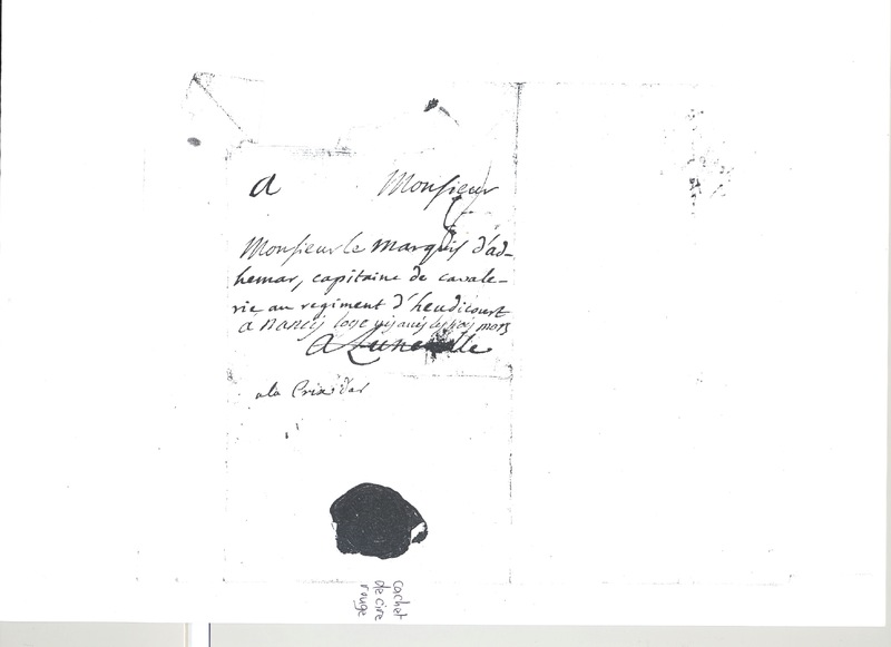 Lettre de D'Alembert à Adhemar, 9 août 1746 Lettre de D'Alembert à Adhemar, 9 août 1746