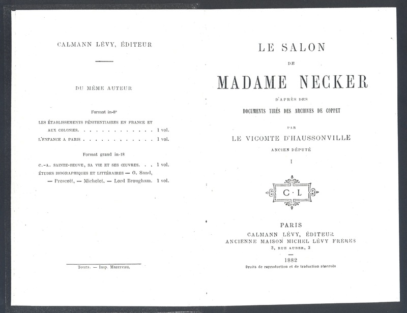 Lettre de D'Alembert à Mme Necker (Curchod), 4 juin 1774 Lettre de D'Alembert à Mme Necker (Curchod), 4 juin 1774