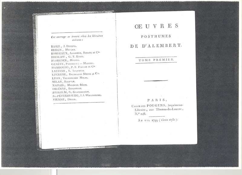 Lettre de D'Alembert à Argens, 22 décembre 1753 Lettre de D'Alembert à Argens, 22 décembre 1753