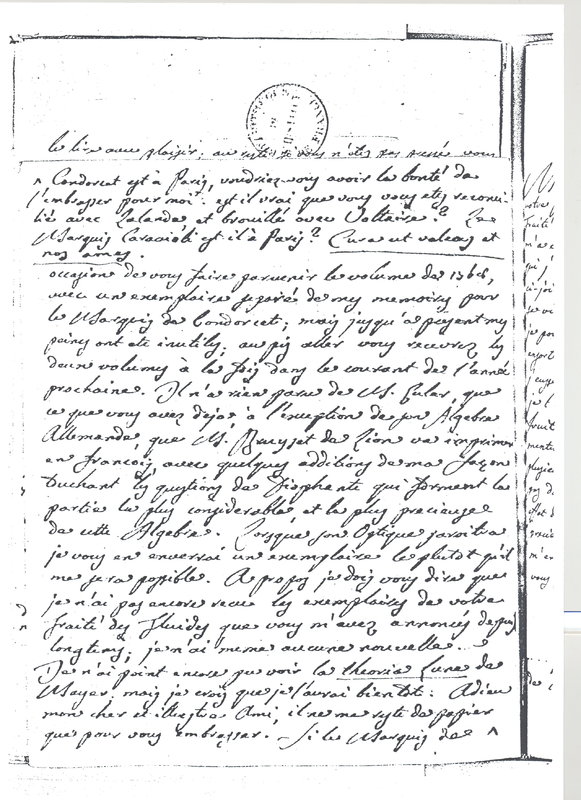 Lettre de Lagrange à D'Alembert, 20 décembre 1770 Lettre de Lagrange à D'Alembert, 20 décembre 1770
