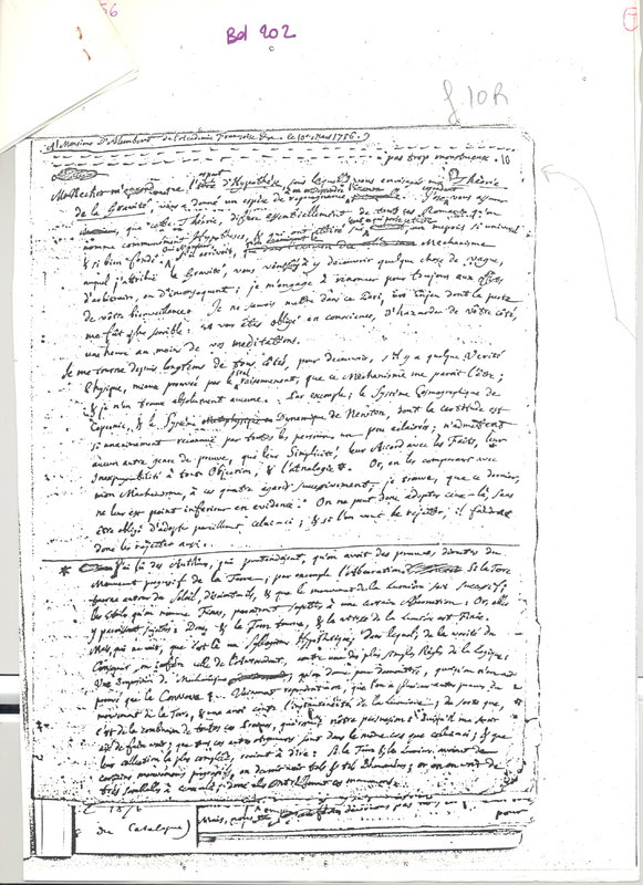 Lettre de Le Sage Georges Louis à D'Alembert, 10 mars 1756 Lettre de Le Sage Georges Louis à D'Alembert, 10 mars 1756