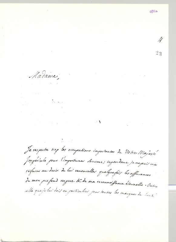 Lettre de D'Alembert à Catherine II, 14 août 1767 Lettre de D'Alembert à Catherine II, 14 août 1767