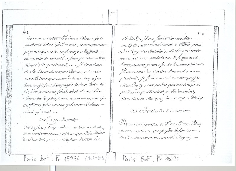 Lettre de D'Alembert à Mlle Lespinasse, 19 août 1763 Lettre de D'Alembert à Mlle Lespinasse, 19 août 1763