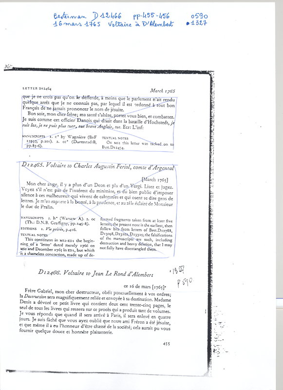 Lettre de Voltaire à D'Alembert, 16 mars 1765 Lettre de Voltaire à D'Alembert, 16 mars 1765