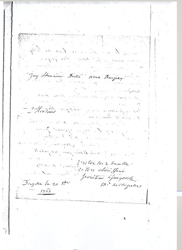 Lettre de Guigont à D'Alembert, 20 octobre 1765 Lettre de Guigont à D'Alembert, 20 octobre 1765