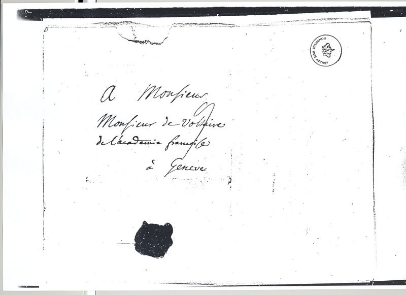 Lettre de D'Alembert à Voltaire, 14 avril 1760 Lettre de D'Alembert à Voltaire, 14 avril 1760