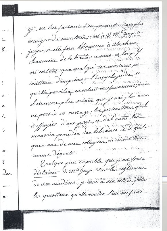 Lettre de D'Alembert à Catherine II, novembre 1764