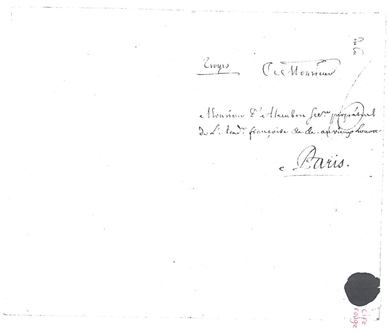 Lettre de Grosley à D'Alembert, 19 septembre 1781 Lettre de Grosley à D'Alembert, 19 septembre 1781