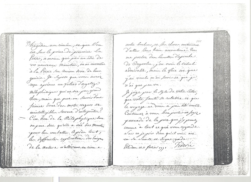 Lettre de Frédéric II à D'Alembert, 29 janvier 1771 Lettre de Frédéric II à D'Alembert, 29 janvier 1771