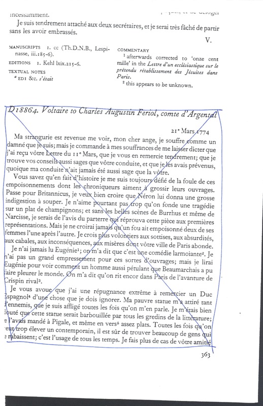 Lettre de Voltaire à D'Alembert, 21 mars 1774 Lettre de Voltaire à D'Alembert, 21 mars 1774