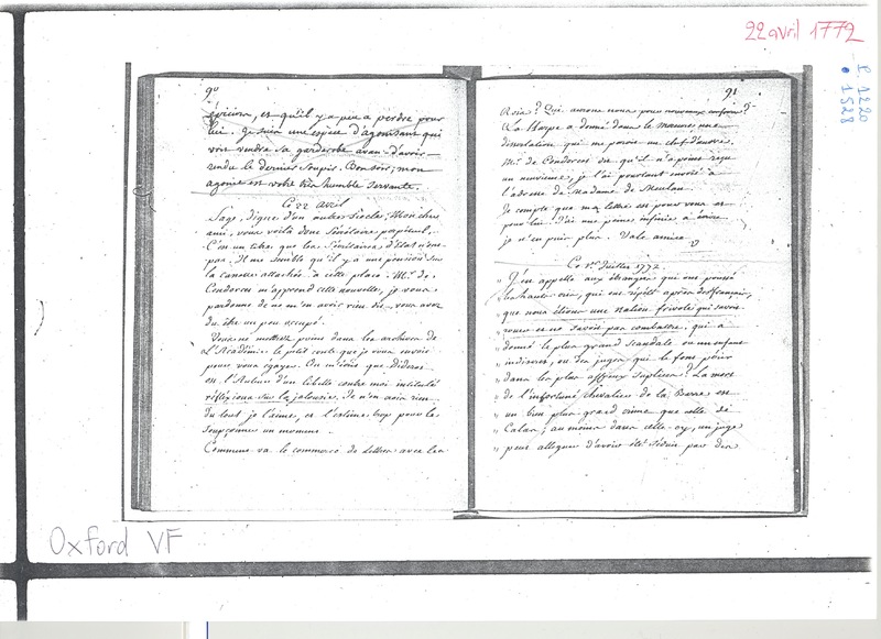 Lettre de Voltaire à D'Alembert, 22 avril 1772 Lettre de Voltaire à D'Alembert, 22 avril 1772