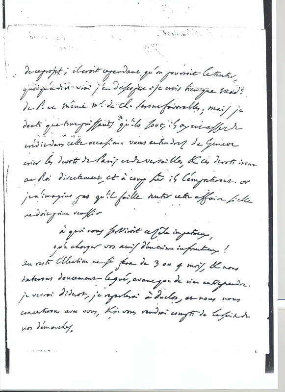 Lettre de D'Alembert à Voltaire, 3 août 1760 Lettre de D'Alembert à Voltaire, 3 août 1760