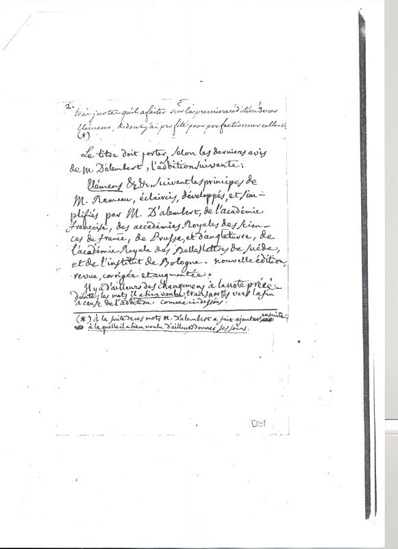 Lettre de D'Alembert à Roussier, 13 mars 1761 Lettre de D'Alembert à Roussier, 13 mars 1761