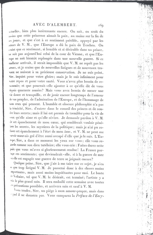 Lettre de D'Alembert à Frédéric II, 15 décembre 1780 Lettre de D'Alembert à Frédéric II, 15 décembre 1780