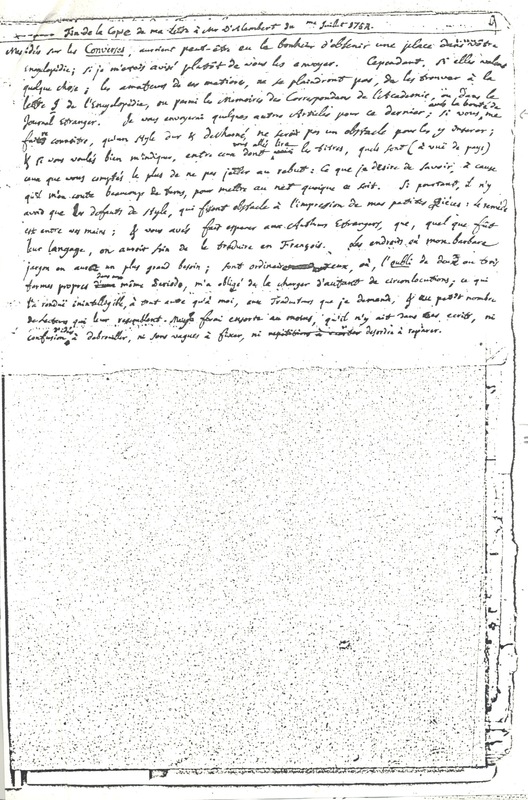 Lettre de Le Sage Georges Louis à D'Alembert, 12 juillet 1754 Lettre de Le Sage Georges Louis à D'Alembert, 12 juillet 1754