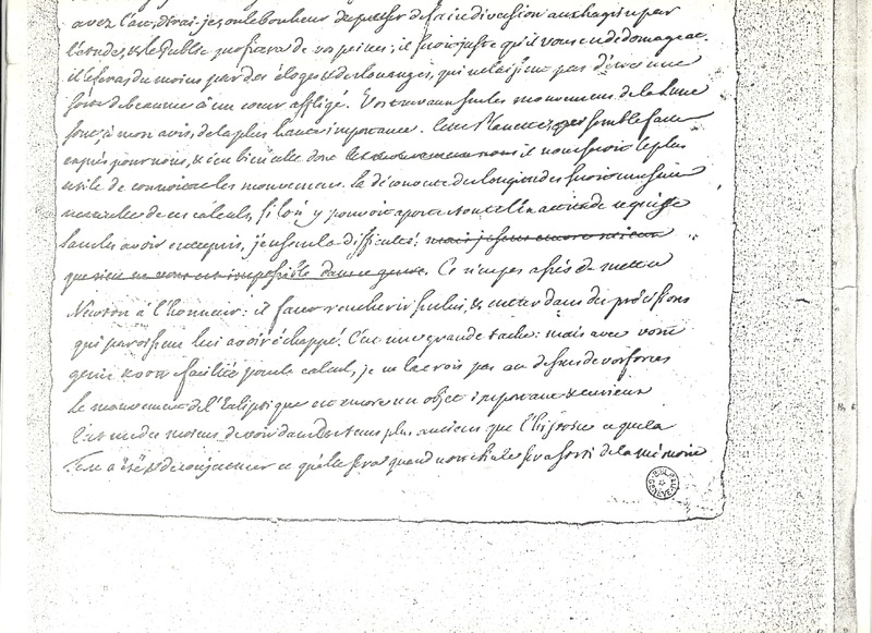 Lettre de Cramer à D'Alembert, 25 janvier 1750 Lettre de Cramer à D'Alembert, 25 janvier 1750