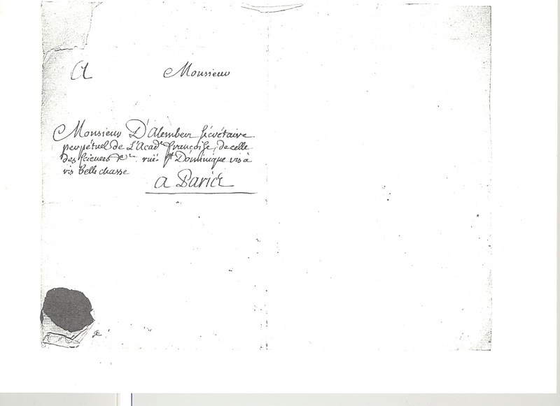 Lettre de Grandjean de Fouchy à D'Alembert, 20 avril 1775 Lettre de Grandjean de Fouchy à D'Alembert, 20 avril 1775