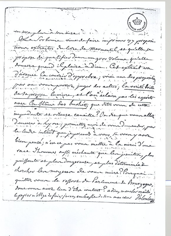 Lettre de D'Alembert à Voltaire, 4 mai 1767 Lettre de D'Alembert à Voltaire, 4 mai 1767