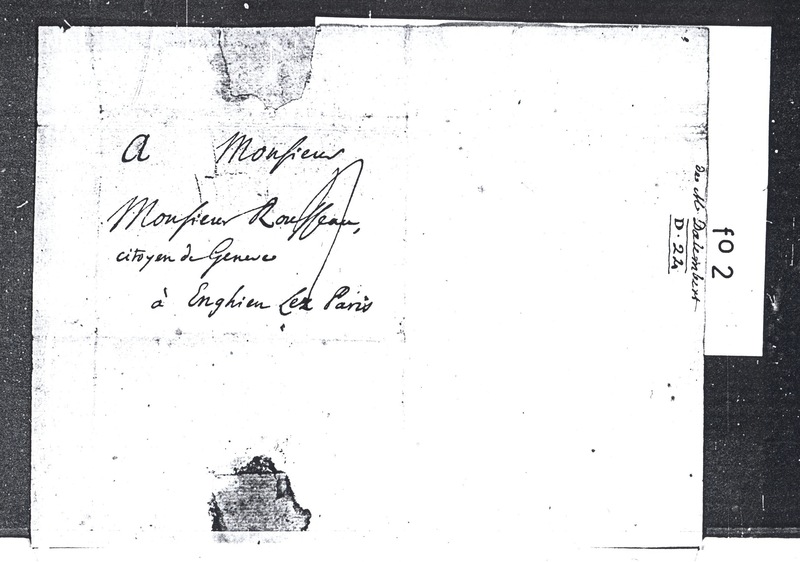 Lettre de D'Alembert à Rousseau Jean Jacques, 30 juillet 1760 Lettre de D'Alembert à Rousseau Jean Jacques, 30 juillet 1760