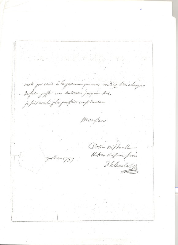 Lettre de D'Alembert à Formey, juillet 1757