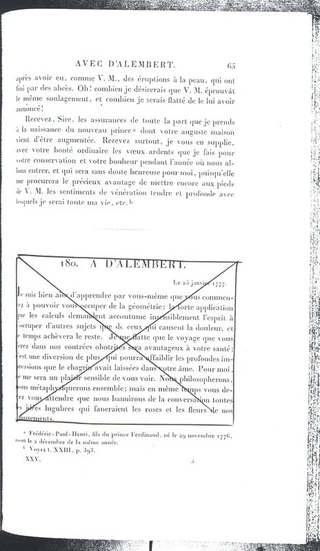 Lettre de D'Alembert à Frédéric II, 30 décembre 1776 Lettre de D'Alembert à Frédéric II, 30 décembre 1776