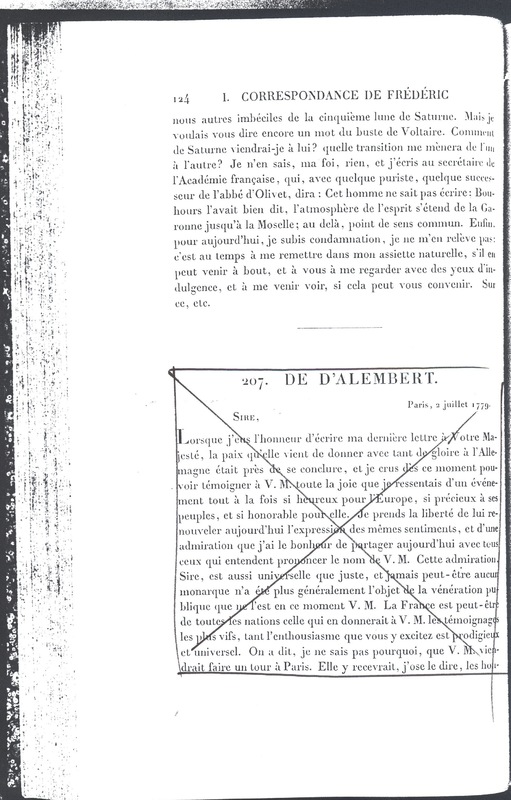 Lettre de Frédéric II à D'Alembert, 6 juin 1779 Lettre de Frédéric II à D'Alembert, 6 juin 1779
