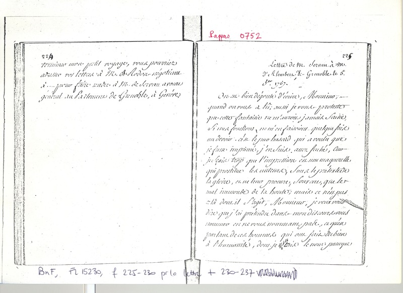 Lettre de Servan à D'Alembert, 5 janvier 1767 Lettre de Servan à D'Alembert, 5 janvier 1767