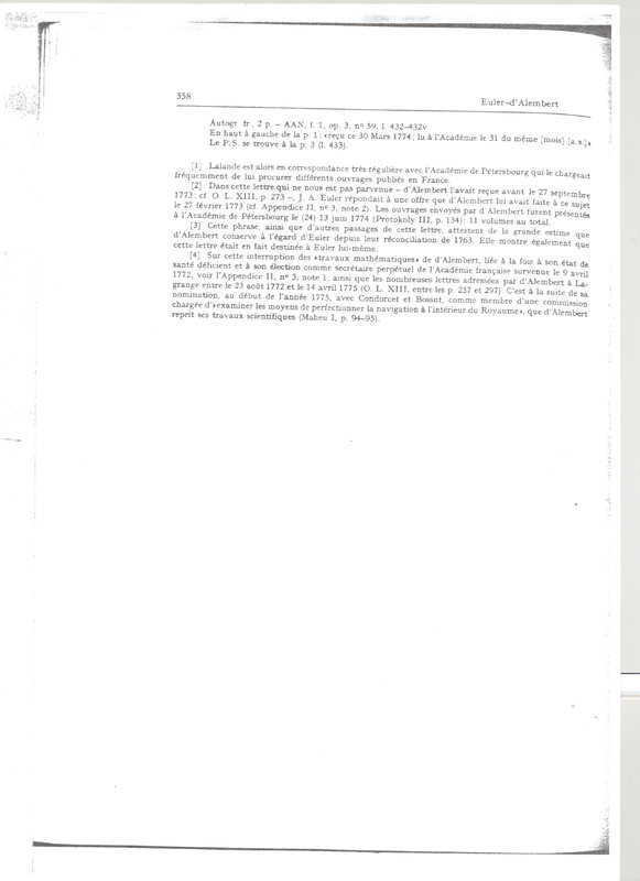 Lettre de D'Alembert à Euler Johann Albrecht, 14 février 1774 Lettre de D'Alembert à Euler Johann Albrecht, 14 février 1774