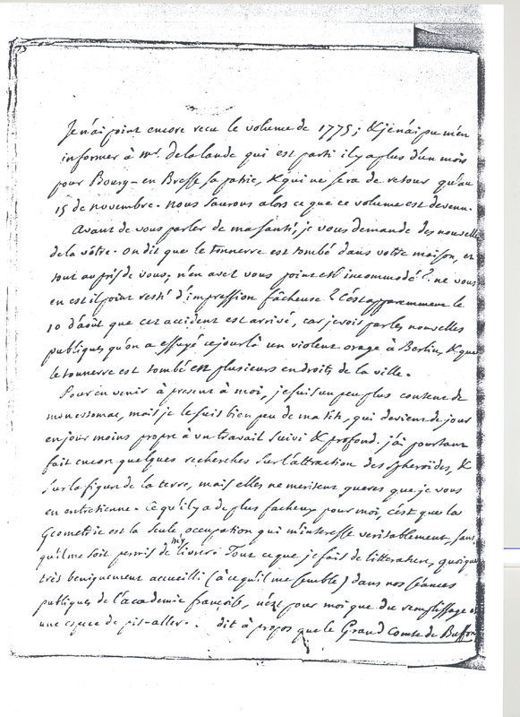 Lettre de D'Alembert à Lagrange, 22 septembre 1777 Lettre de D'Alembert à Lagrange, 22 septembre 1777
