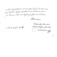 Lettre de D'Alembert à Hume John, 14 septembre 1776