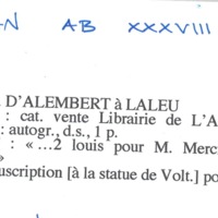 Lettre de D'Alembert à Delaleu, 7 août 1770