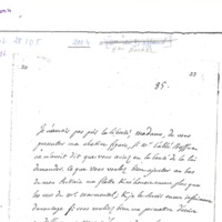 Lettre de D'Alembert à Mme Necker (Curchod), 1774