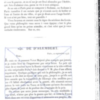 Lettre de Frédéric II à D'Alembert, 28 juillet 1774