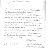 Lettre de D'Alembert à Sandoz-Rollin, 4 avril 1771