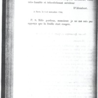 Lettre de D'Alembert à Voronzov, 1er novembre 1764