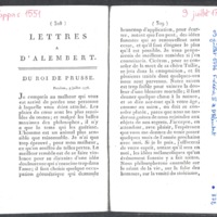 Lettre de Frédéric II à D'Alembert, 9 juillet 1776