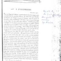 Lettre de Frédéric II à D'Alembert, octobre 1778