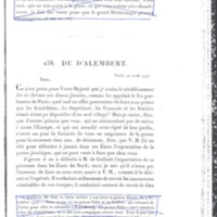 Lettre de D'Alembert à Frédéric II, 25 avril 1774