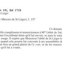 Lettre de D'Alembert à Mercier de Saint Léger, 15 novembre 1778