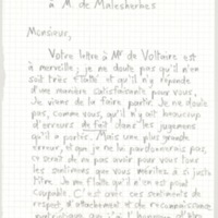 Lettre de D'Alembert à Malesherbes, 27 décembre 1774