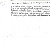 Lettre de D'Alembert à Bourgelat, 17 mars 1755