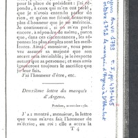 Lettre de Argens à D'Alembert, 20 octobre 1752