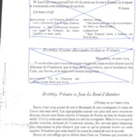 Lettre de Voltaire à D'Alembert, 21 mars 1774