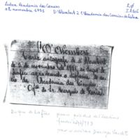 Lettre de D'Alembert à Lafoes, 2 novembre 1781