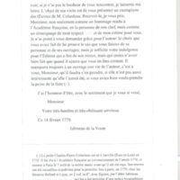 Lettre de Jabineau de la Voute à D'Alembert, 14 février 1779